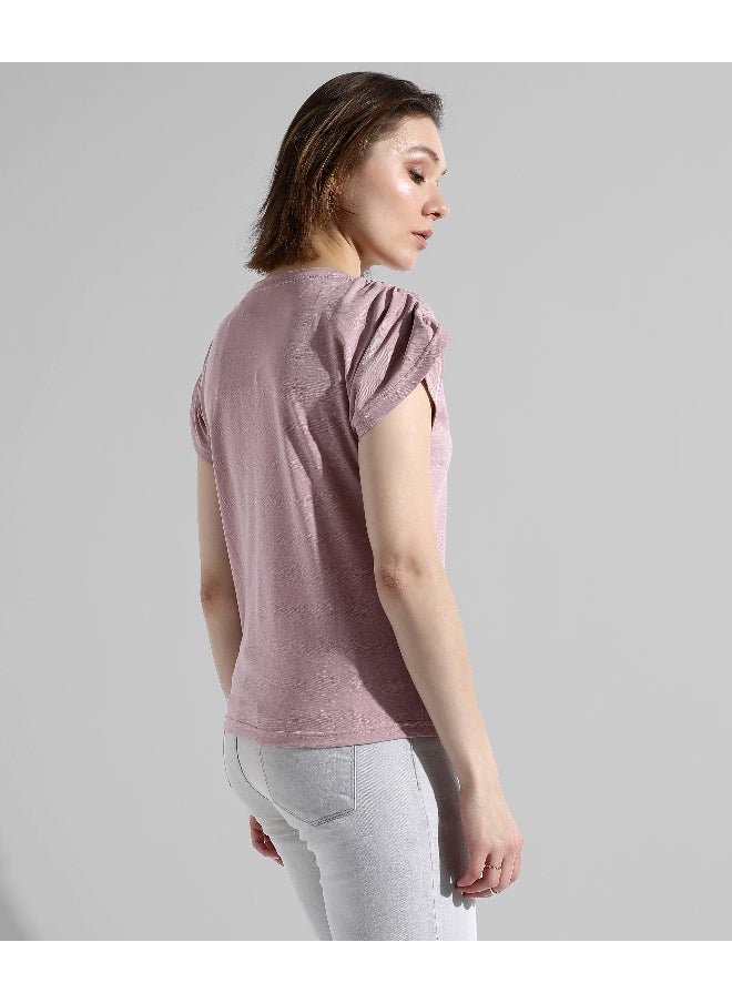 Women's Solid Purple Regular Fit Top