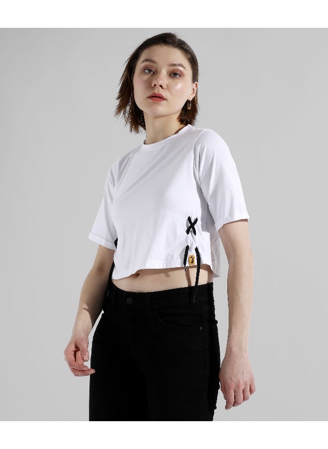 Women's Solid White Regular Fit Top