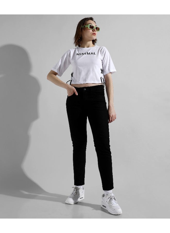 Women's White Printed Regular Fit Top