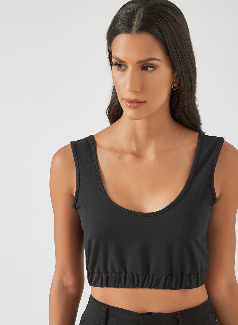 Cropped Knitted Top Black