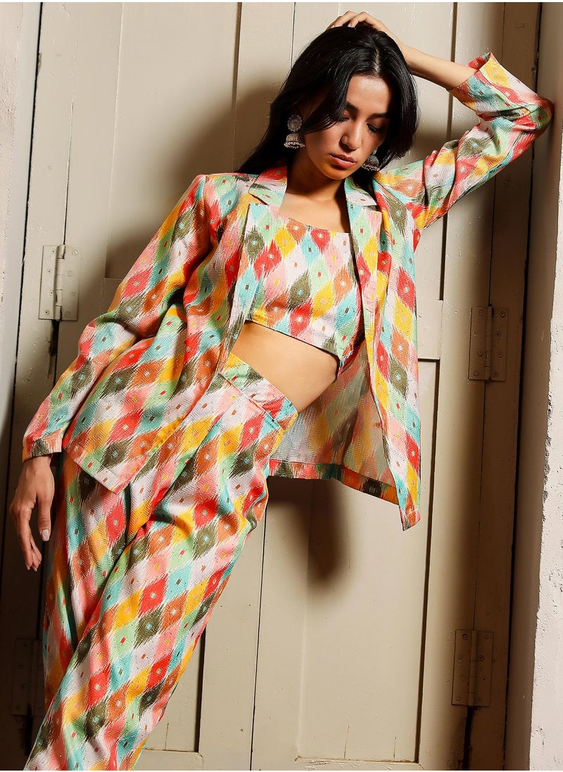 Women's Multicolour Geometric Pantsuit