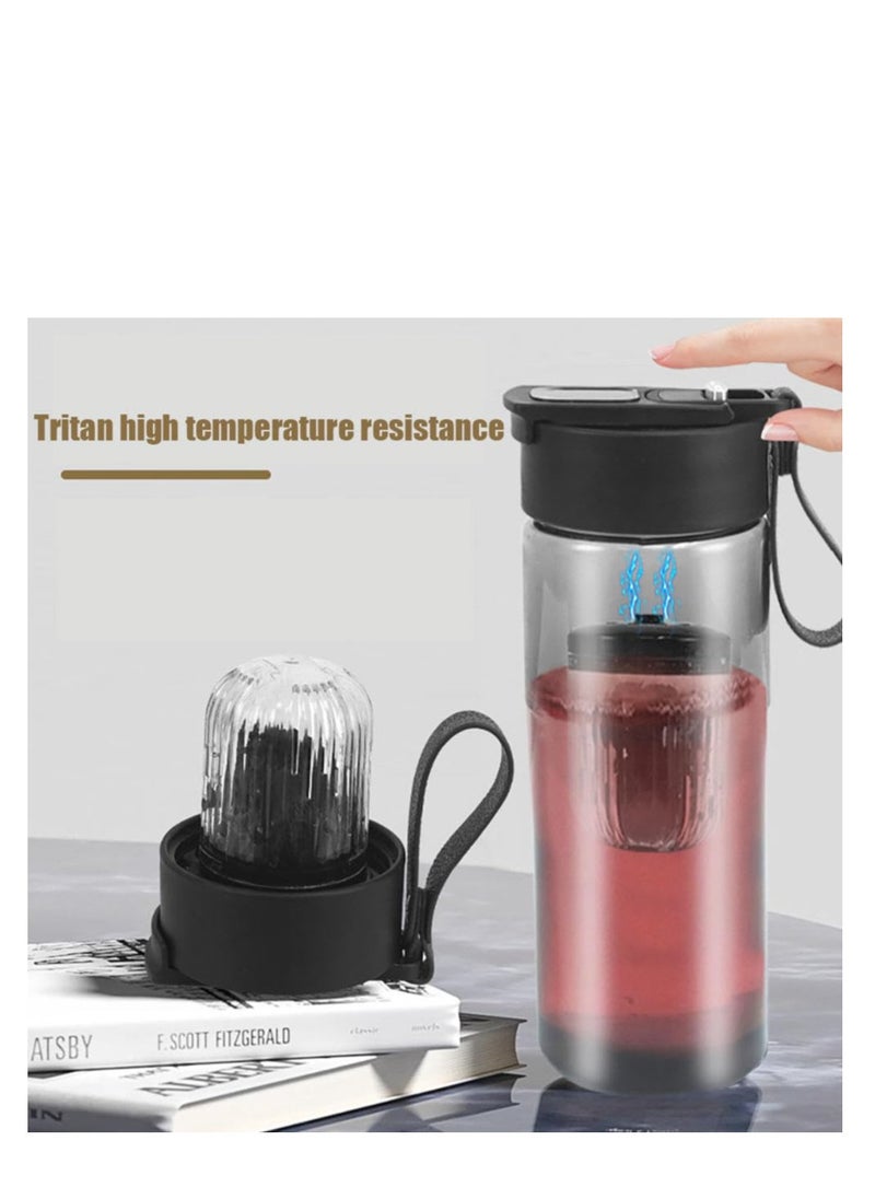 Tea Separation Cup with LED Temperature Display, Tea Strainer Cup, Tea Infuser Bottle, Travel Tea Mug, Black, Magnetic Tea Warehouse, suitable for Outdoor Portable, Family, Car, Travel