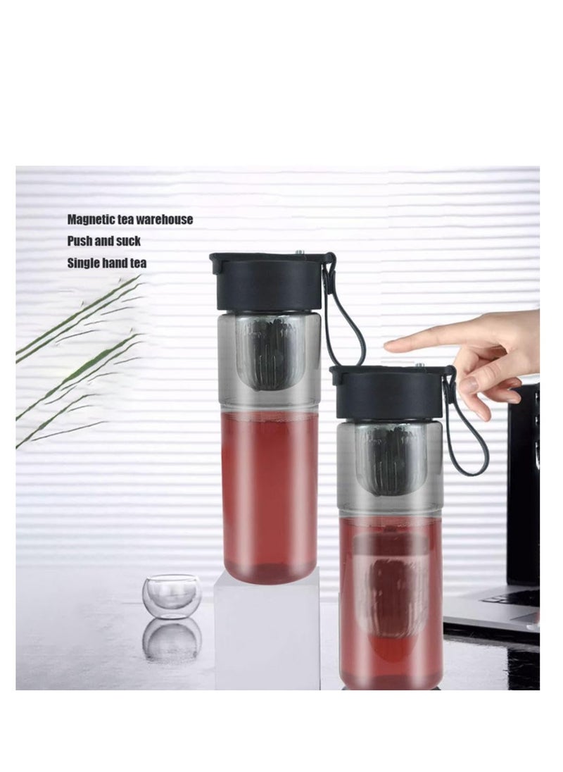 Tea Separation Cup with LED Temperature Display, Tea Strainer Cup, Tea Infuser Bottle, Travel Tea Mug, Black, Magnetic Tea Warehouse, suitable for Outdoor Portable, Family, Car, Travel