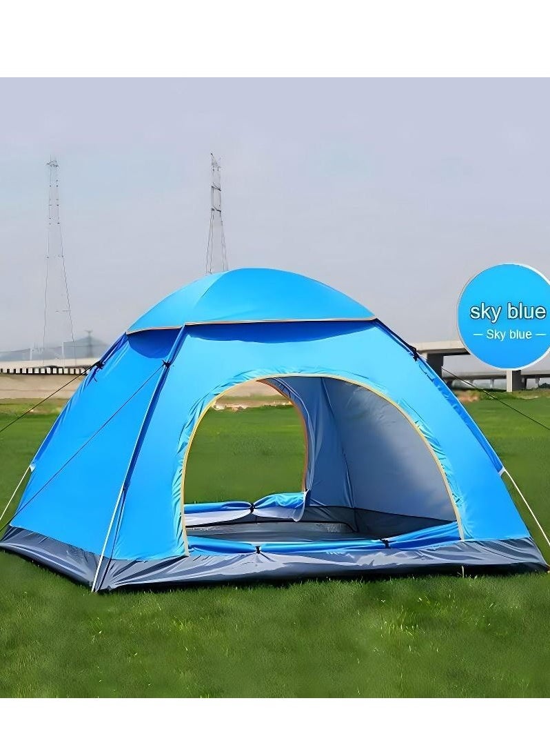 Outdoor Fully Automatic Camping Folding Tent Easy To Open - Blue (3-4 People) Automatic Double Door