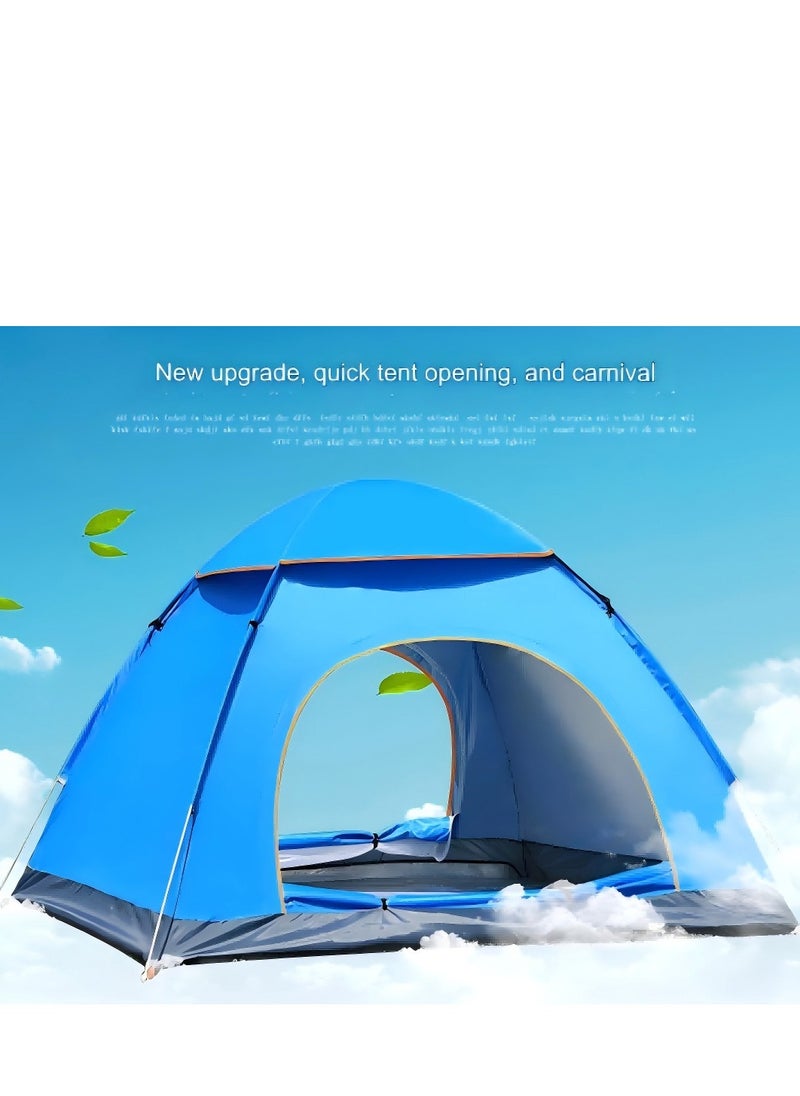 Outdoor Fully Automatic Camping Folding Tent Easy To Open - Blue (3-4 People) Automatic Double Door