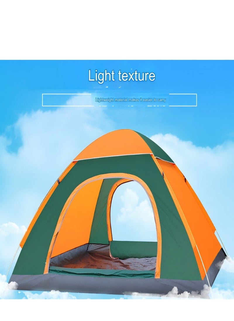 Outdoor Fully Automatic Camping Folding Tent Beach Easy Quick Opening - Green Orange (1-2 People) Automatic Single Door