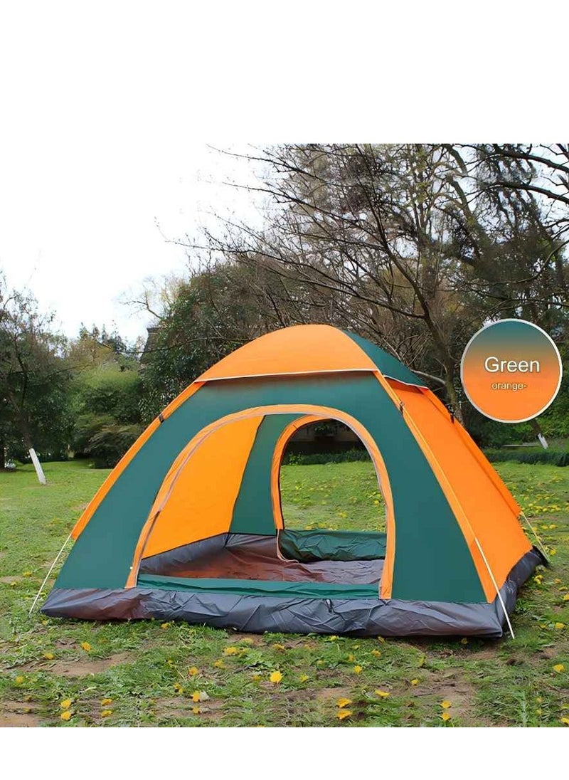 Outdoor Fully Automatic Camping Folding Tent Beach Easy Quick Opening - Green Orange (1-2 People) Automatic Single Door