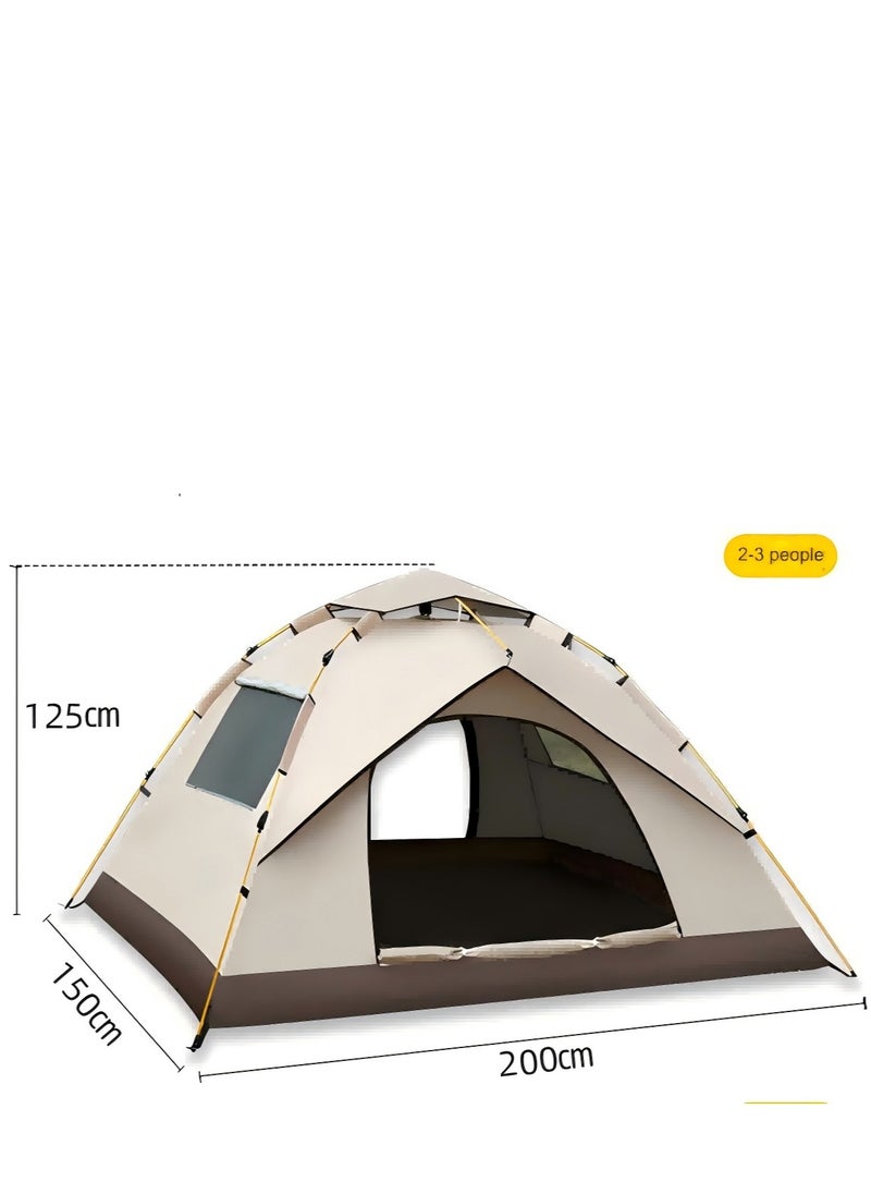 Outdoor Camping Fully Automatic Waterproof Sunscreen Quick-Opening Tent, Camping Anti-Mosquito Portable Tent 200*150*125CM Suitable For 2-3 People (Tent + Moisture-Proof Mat)