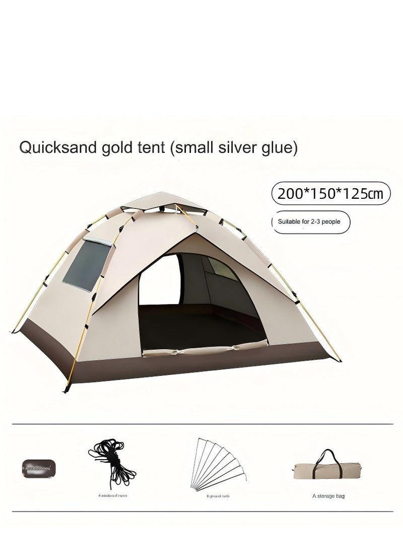 Outdoor Camping Fully Automatic Waterproof Sunscreen Quick-Opening Tent, Camping Anti-Mosquito Portable Tent 200*150*125CM Suitable For 2-3 People (Tent + Moisture-Proof Mat)