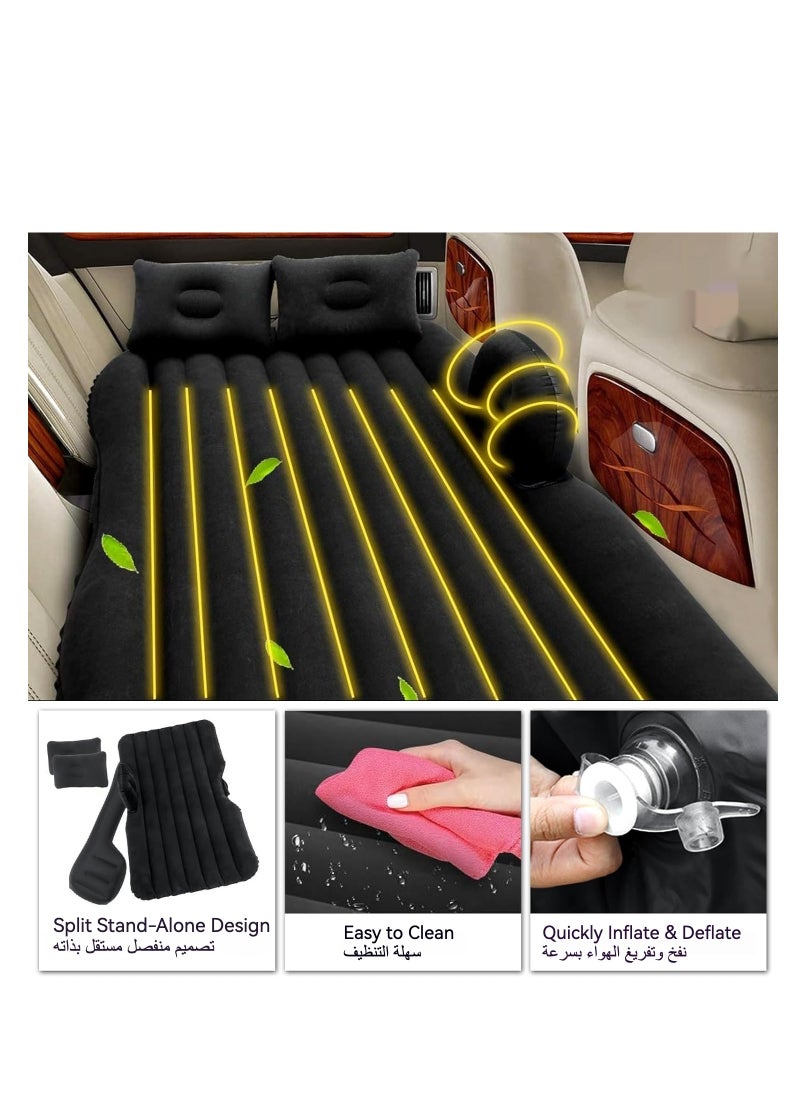 Huake Car Inflatable Mattress, Folding Car Bed, Travel Inflatable Back Seat Air Bed Cushion, Portable Camping Universal Suv Extended Air Sleeping Couch With Air Pillows