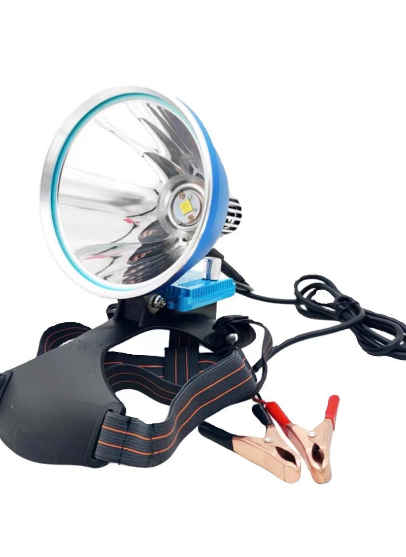 36-Core LED Headlamp 12V Adjustable High-Lumen Outdoor Sky blue [light yellow light] 36-core stepless dimming adjustable aperture external 12-80V headset