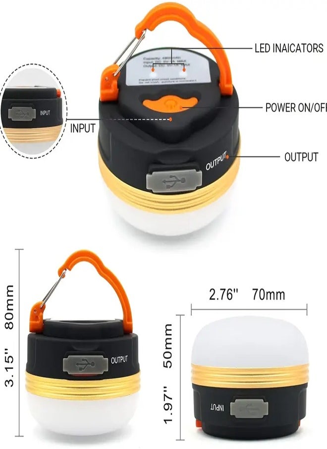 Rechargeable LED Camping Lantern with Magnet Base - Portable Tent Light with 300LM Brightness and 4 Light Modes