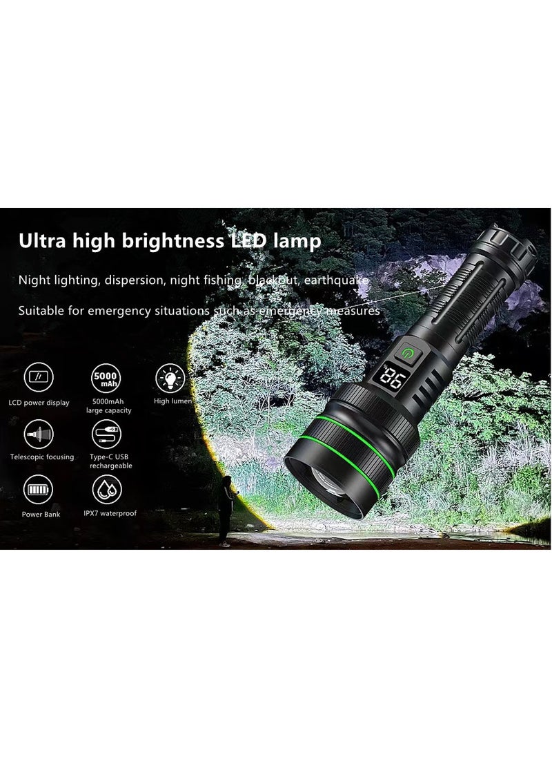 Strong Light Lantern High Power LED Flashlight USB Rechargeable Powerful Tactical Torch Super Long Range Lamp Outdoor Fishing