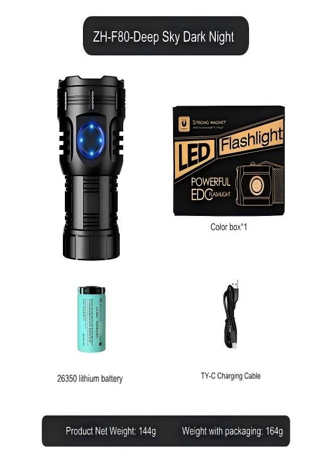 High-Intensity Flashlight, Super Bright, Rechargeable, Outdoor, Home Portable, Mini, With Red Warning Light