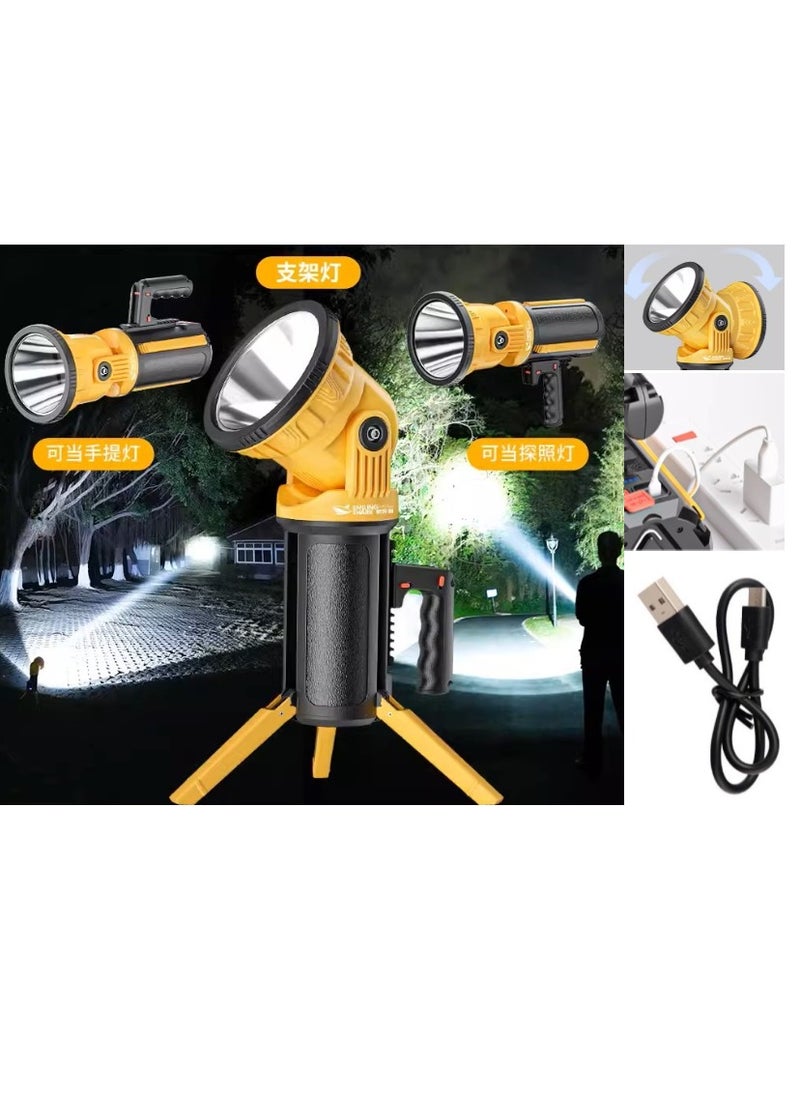 Rechargeable LED Spotlight Flashlight Tripod Stand & Type-C Charging – Portable, High-Powered Handheld Torch for Camping, Emergencies, and Outdoor Adventures