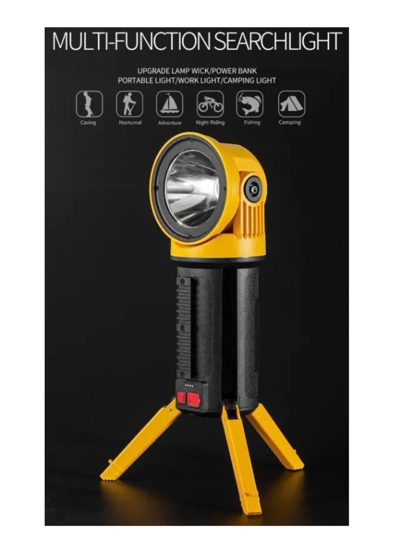 Rechargeable LED Spotlight Flashlight Tripod Stand & Type-C Charging – Portable, High-Powered Handheld Torch for Camping, Emergencies, and Outdoor Adventures