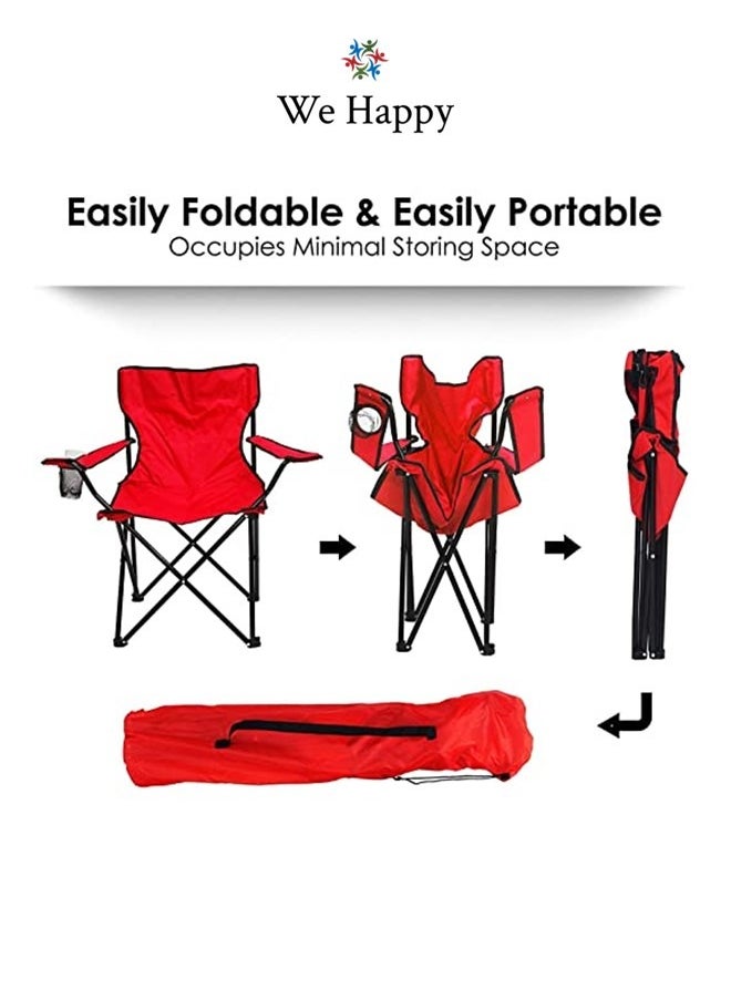 Pack of 4 Folding Outdoor Beach Camping Chair with Cup Holder In Assorted Colors