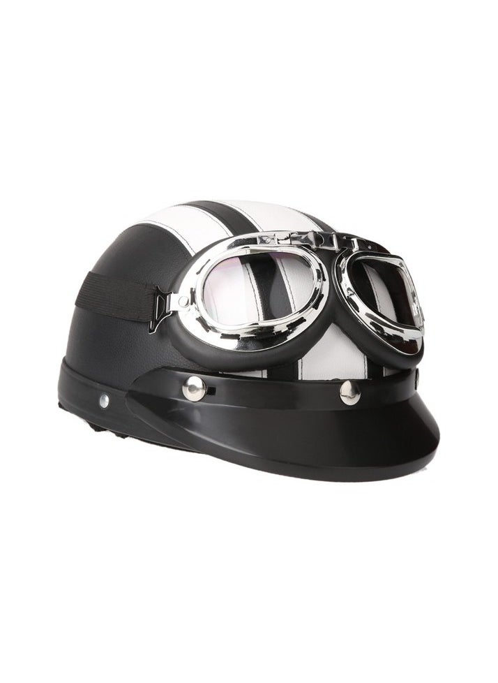 Motorcycle scooter outdoor half half leather helmet, visor