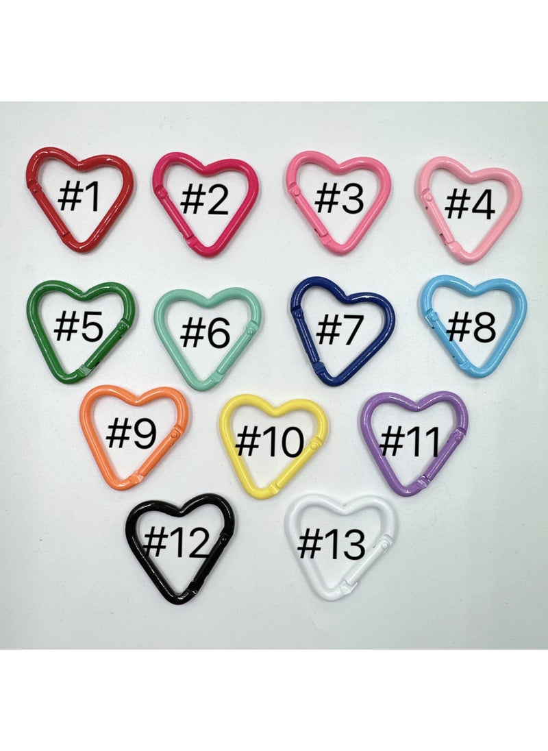 Colorful Enamel Heart Carabiner Keychain Spring Hook DIY Jewelry Accessory #9 Orange