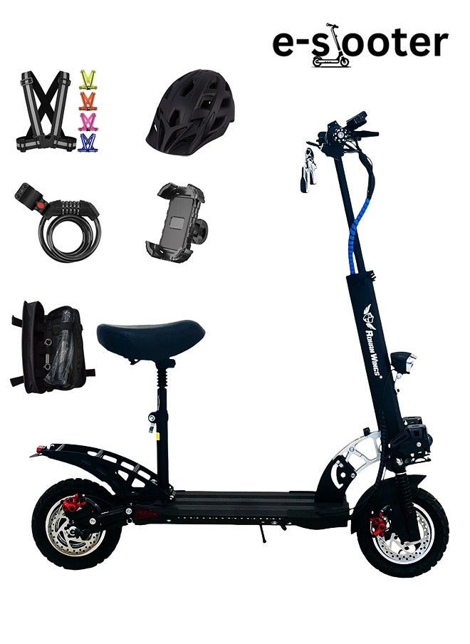 Electric Scooter for Adults Rohan Wings QS4 | 25-30km Range | Powerful Motor | 48V 13AH Big Battery | Hi Speed | Dual Braking | Bluetooth Speaker | free accessories Helmet, Safety Belt, Mobile Holder, Pump, Tool Kit and Lock.