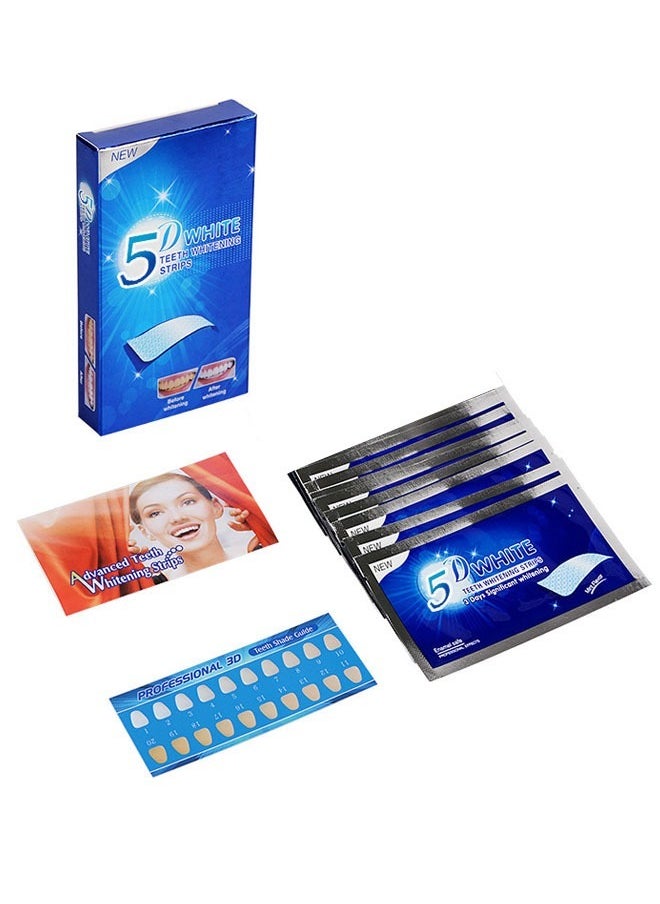 5D White Teeth Whitening Strips Oral Hygiene Care Strip for false Teeth Dental Bleaching System Gel, Dental Whitening Strips, Teeth Whitening Strips Kit, for Coffee Soda Drinkers & Yellow Stains, 7 Sets