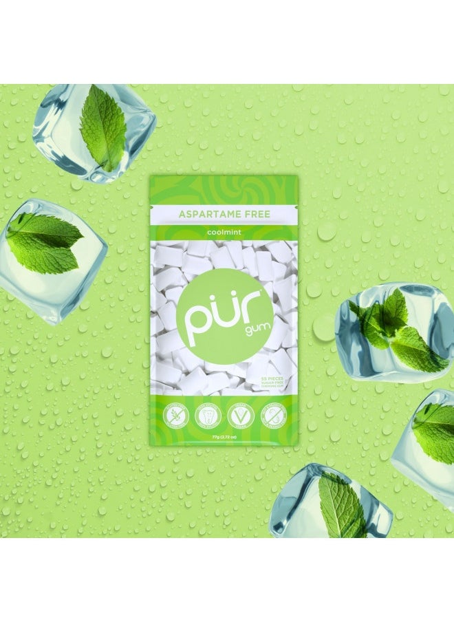 Pur Gum | Sugar Free Chewing Gum | 100% Xylitol | Vegan, Aspartame Free, Gluten Free And Keto Friendly | Natural Coolmint Flavored Gum, 55 Pieces (Pack Of 1)