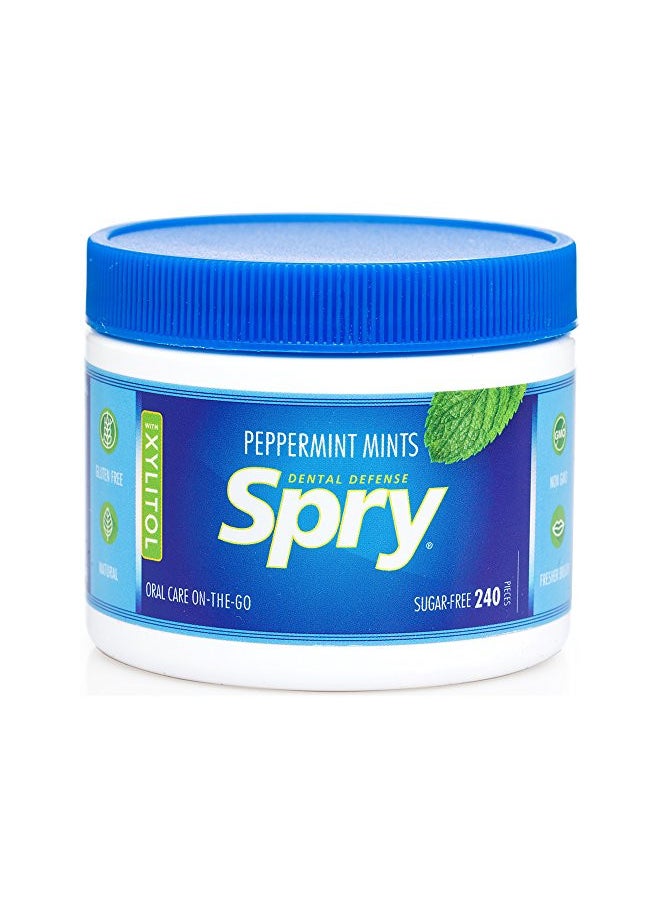 Spry Xylitol Peppermint Sugar Free Candy - Breath Mints That Promote Oral Health, Dry Mouth Mints That Increase Saliva Production, Stop Bad Breath, 240 Count (Pack of 1)