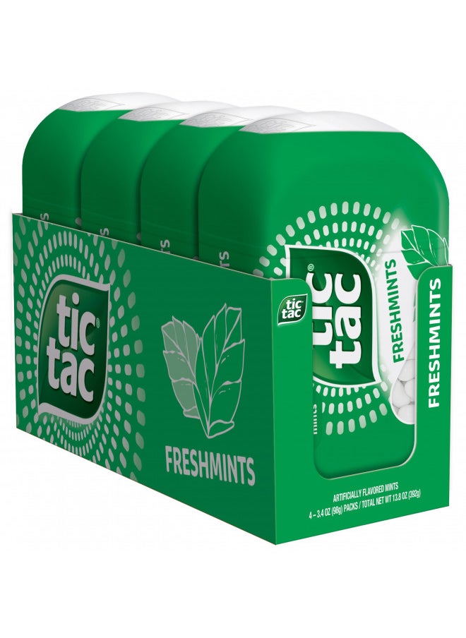 Tic Tac, Freshmint Breath Mints 4 Pack, On-The-Go Refreshment Bottle Pack, Stocking Stuffer, 3.4 Oz Each