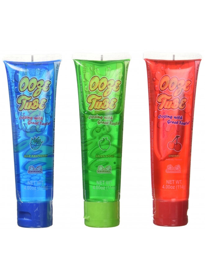 Kidsmania Ooze Tube Oozing Taste Blue Raspberry/Cherry/Green Apple, 4 Ounce (Pack of 12)