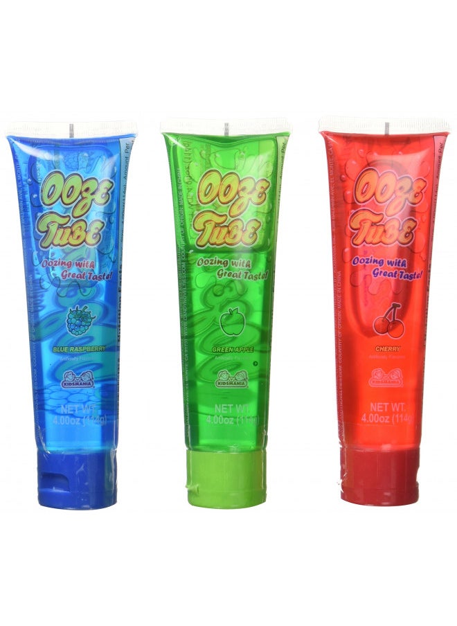 Kidsmania Ooze Tube Oozing Taste Blue Raspberry/Cherry/Green Apple, 4 Ounce (Pack of 12)