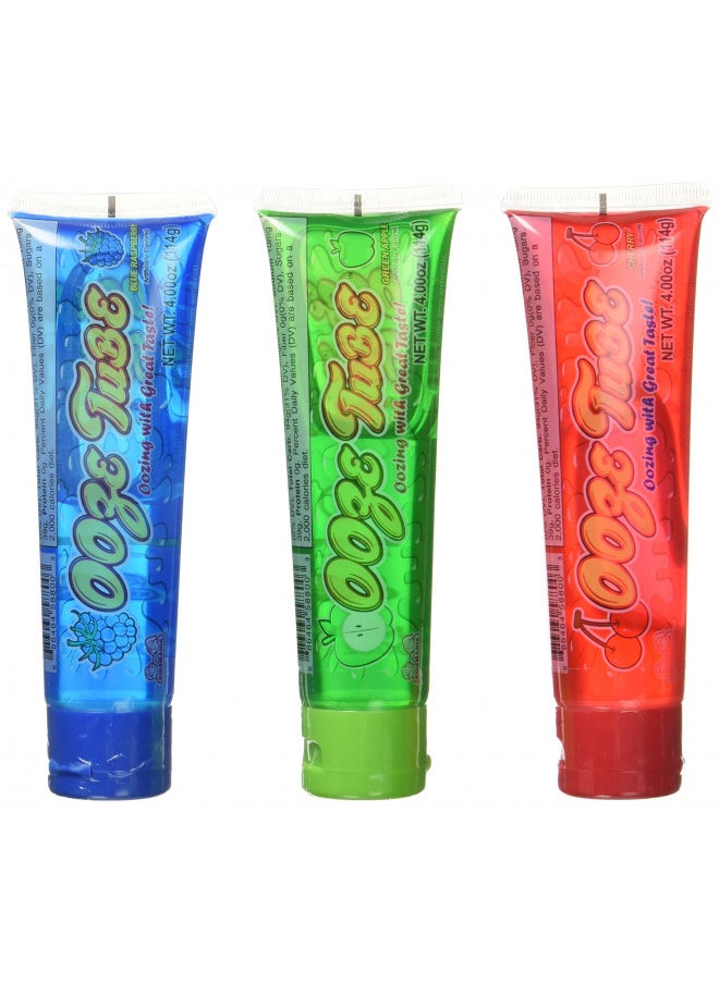 Kidsmania Ooze Tube Oozing Taste Blue Raspberry/Cherry/Green Apple, 4 Ounce (Pack of 12)