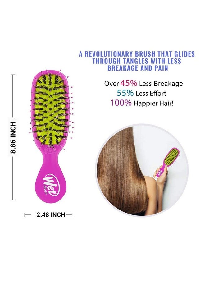 Wet Brush Mini Shine Enhancer Brush, Purple - Exclusive Ultra-soft IntelliFlex Bristles With Natural Boar Bristles for Shiny, Smooth Hair - For All Hair Types, Women and Men