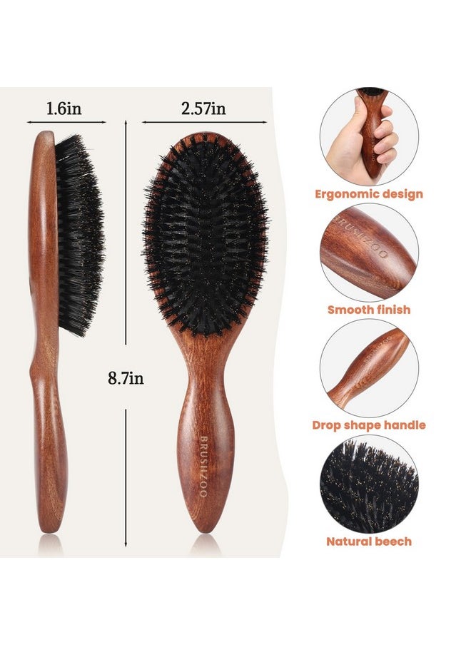 O BRUSHZOO Hair Brushes for Women Men Kid, Boar Bristle Hair Brush for Fine Short Thin All Hair Type Keep Hair Heathy Restore Shine