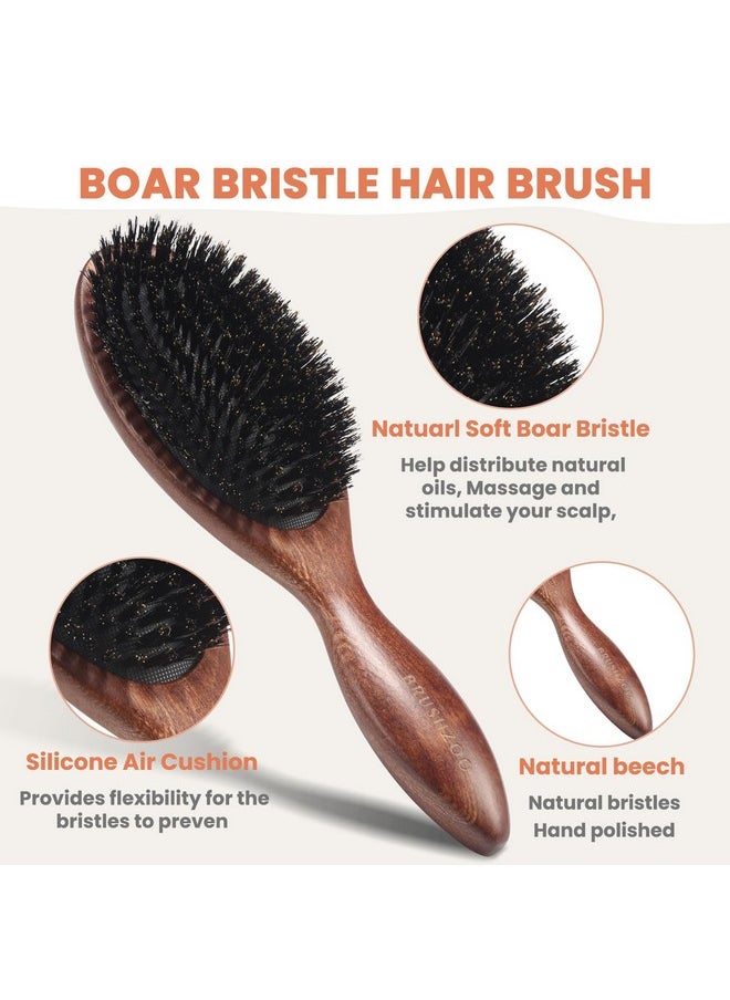 O BRUSHZOO Hair Brushes for Women Men Kid, Boar Bristle Hair Brush for Fine Short Thin All Hair Type Keep Hair Heathy Restore Shine