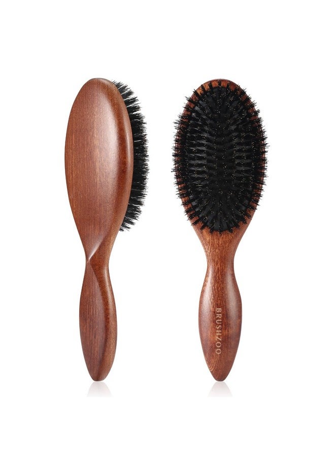 O BRUSHZOO Hair Brushes for Women Men Kid, Boar Bristle Hair Brush for Fine Short Thin All Hair Type Keep Hair Heathy Restore Shine