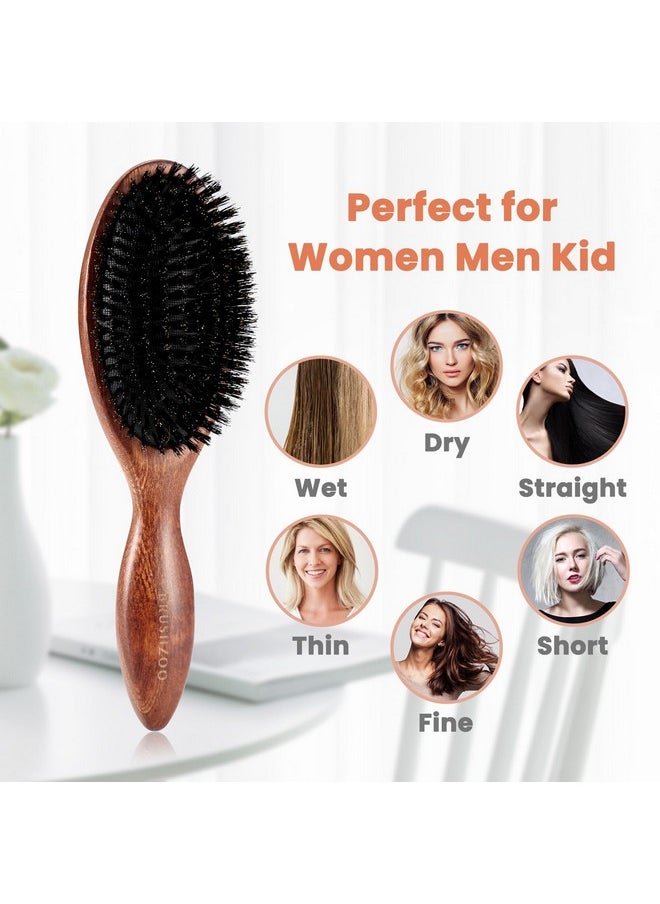 O BRUSHZOO Hair Brushes for Women Men Kid, Boar Bristle Hair Brush for Fine Short Thin All Hair Type Keep Hair Heathy Restore Shine