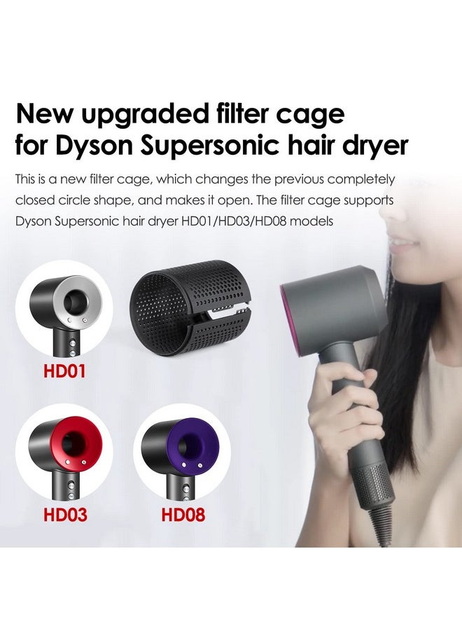 Updated Detachable Dustproof Outer Filter Cover for Dyson Supersonic HD15 HD01 HD03 HD08 Hair Dryer Attachment, Part Opening Design