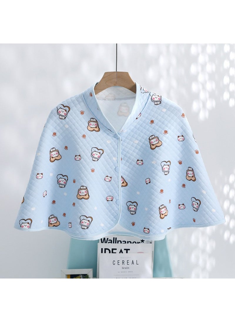 Summer Air-Con Lightweight Cotton Nursing Shawl for Maternity Blue Cat