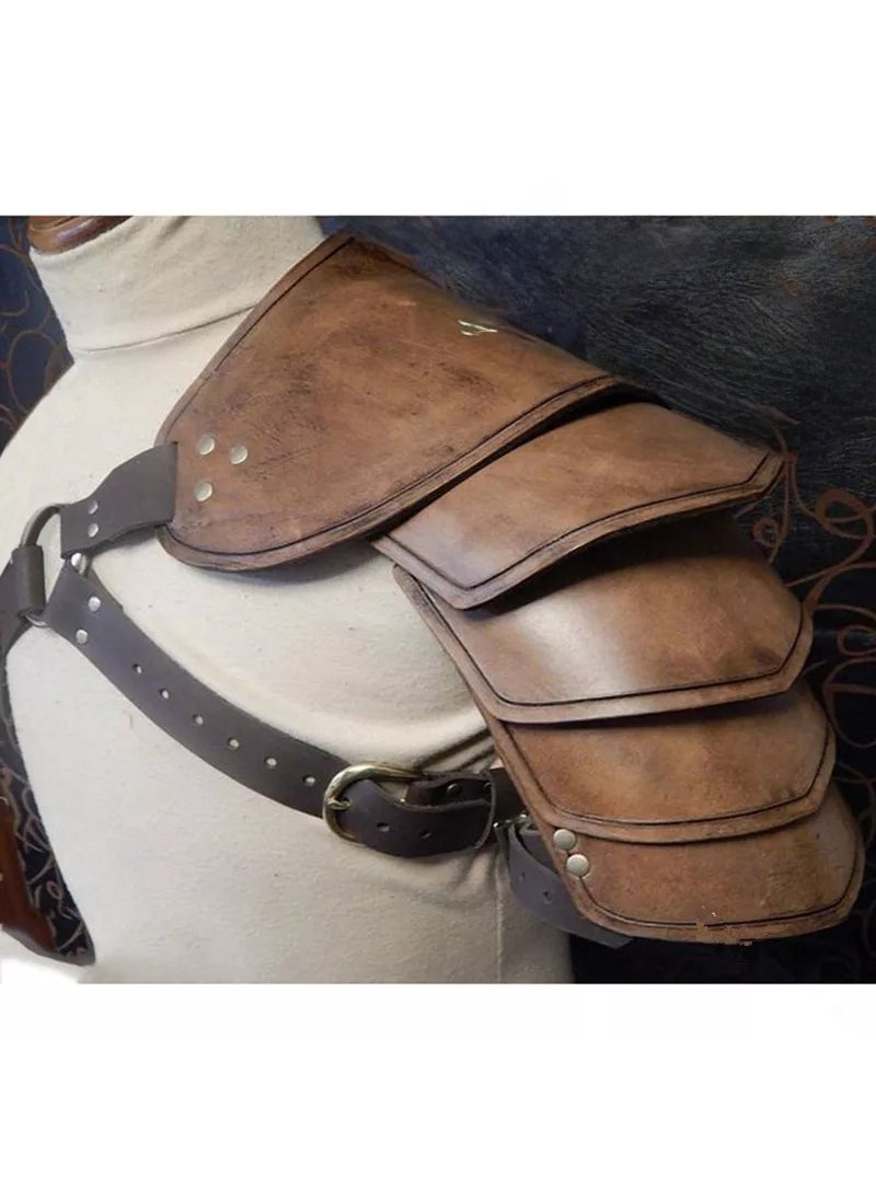 Medieval Knight PU Leather Shoulder Guard for Cosplay Brown