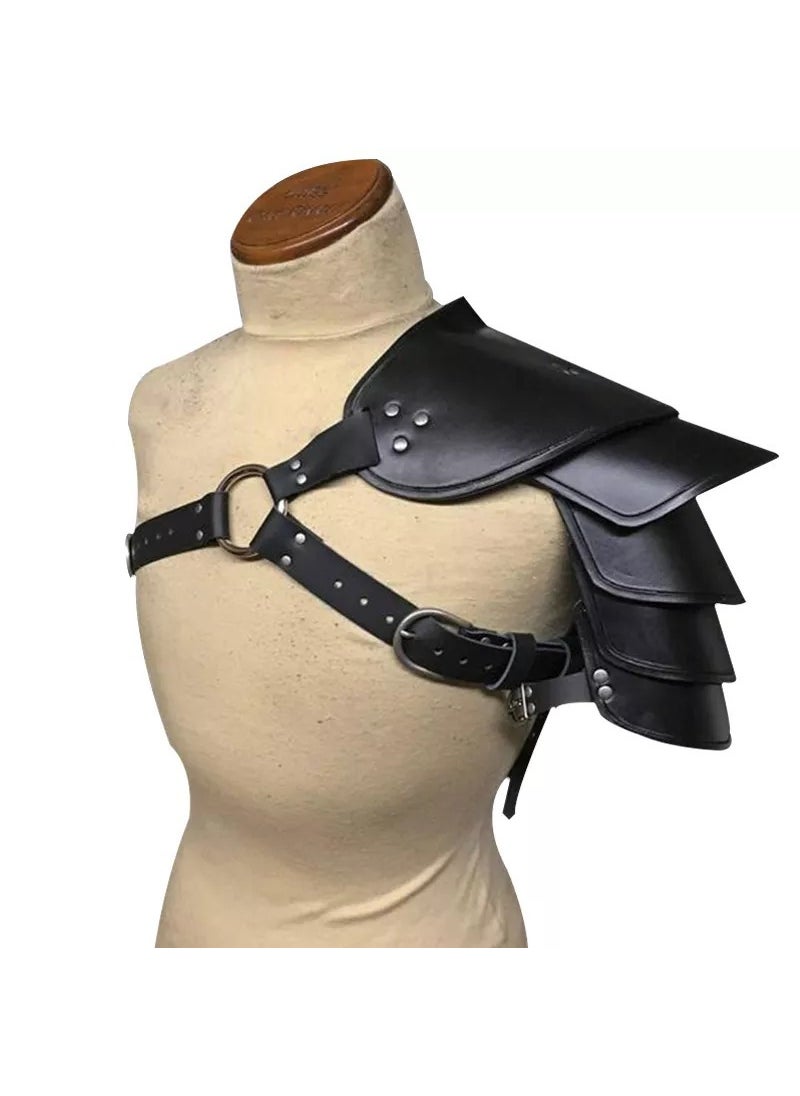 Medieval Knight PU Leather Shoulder Guard for Cosplay Black