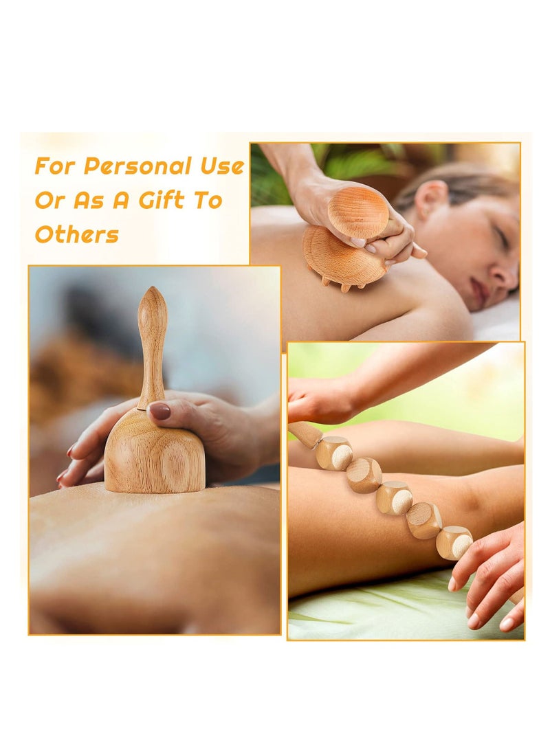 6 Piece Wooden Therapy Set Massage Tool Manual Wooden Fascia Massager for Cellulite Release Muscle Blasting Pain Relief Body Sculpting Tool