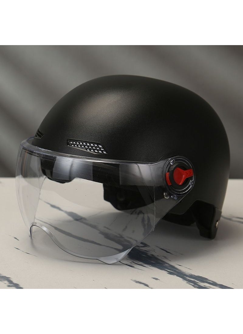 New Autumn 3C Safety Helmet Adjustable Cold-Proof Sun-Resistant Black-short mirror sunscreen transparent color-certification 3C