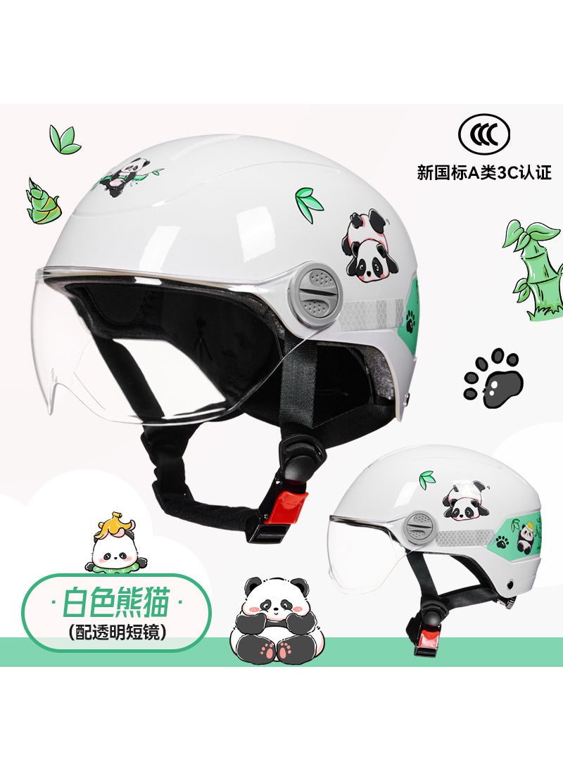 Kids Cartoon Helmet for Skateboard Cycling White Panda [Transparent Short]]