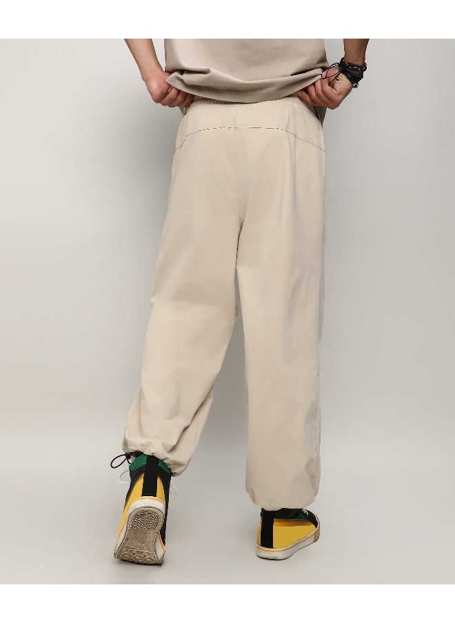 Men's Off-White Solid Parachute Trousers