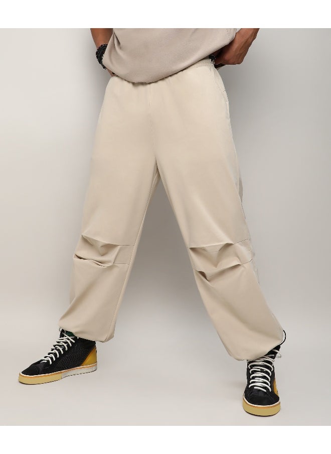 Men's Off-White Solid Parachute Trousers