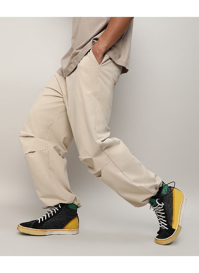 Men's Off-White Solid Parachute Trousers