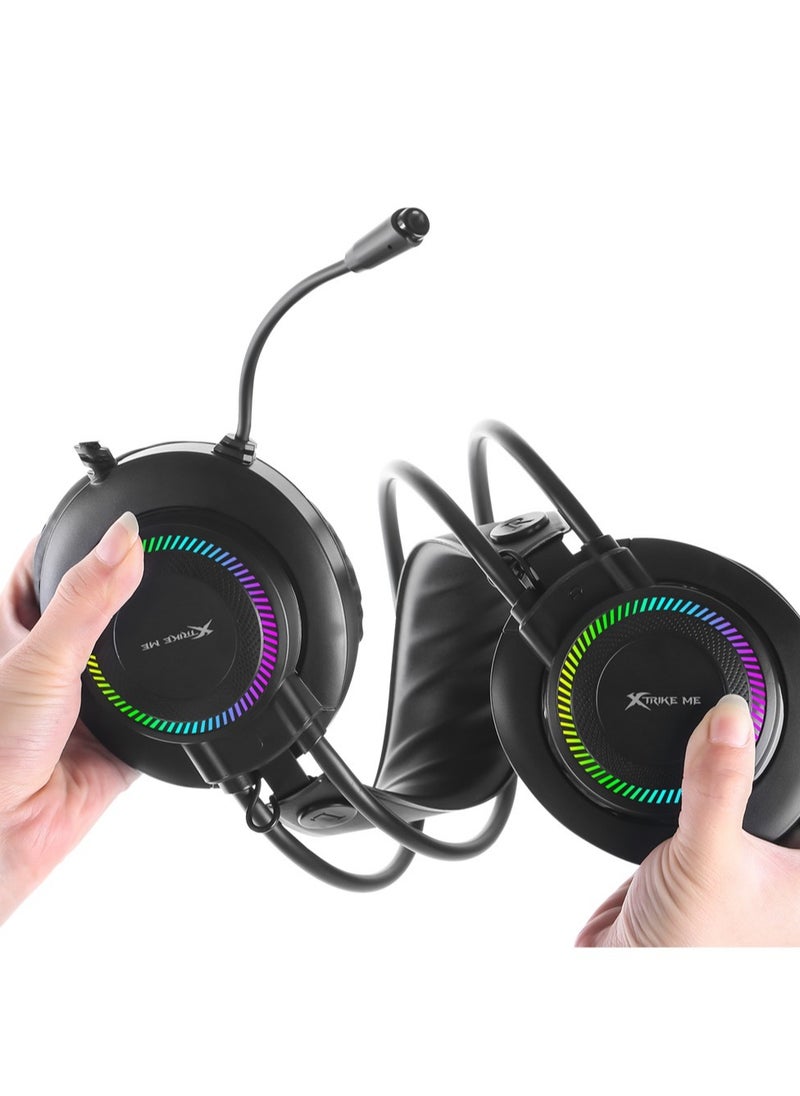 Xtrike Me GH-510 RGB Stereo Gaming Headset – High-Quality Sound, Adjustable Mic, and LED Lighting