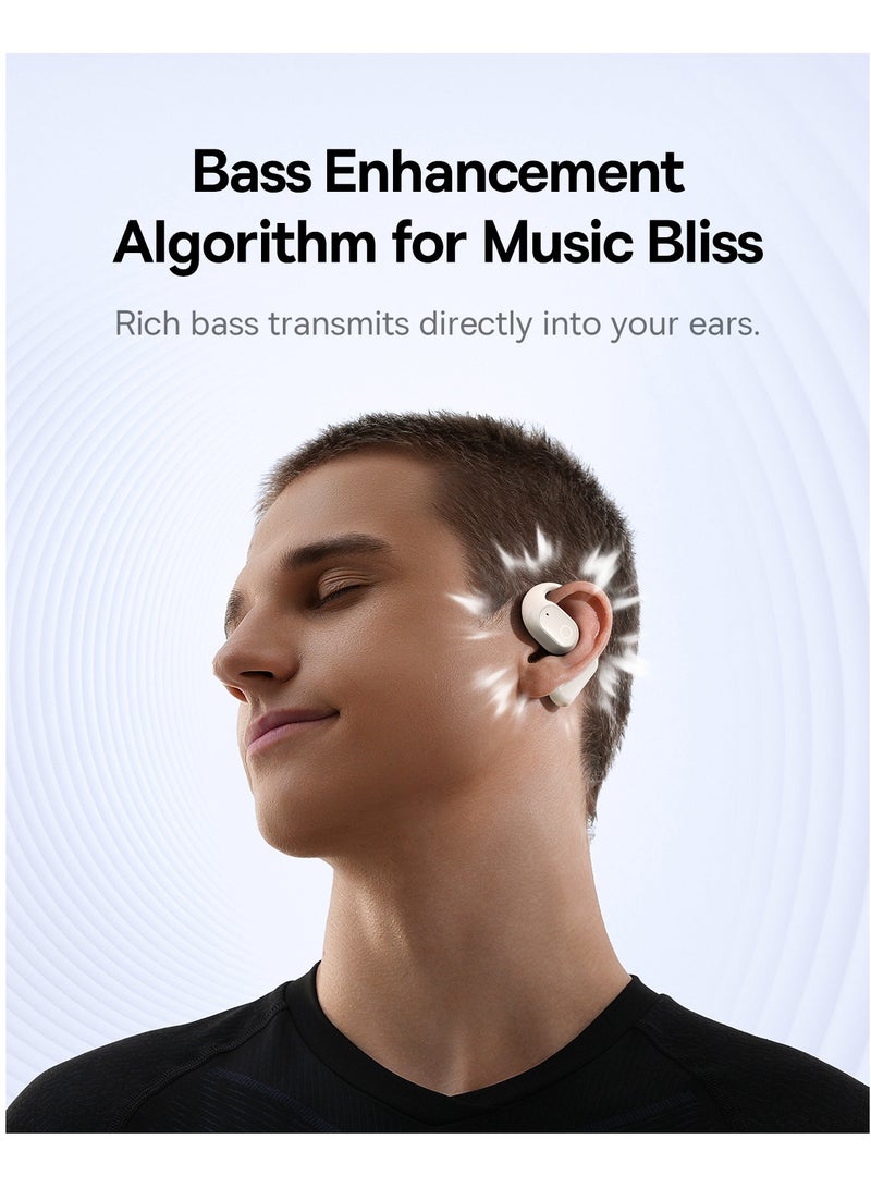 Open-Ear Earphones with Ear Hooks, Wireless Bluetooth 5.4, IP54 Waterproof, Air Conduction Technology, Sports Earbuds for Running, Gym, Cycling, Outdoor Activities, Sweatproof, Comfortable and Secure Fit for Active Lifestyles, Compatible with iOS & Android Devices Moon White