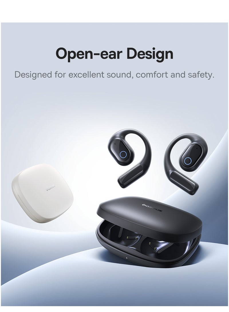 Open-Ear Earphones with Ear Hooks, Wireless Bluetooth 5.4, IP54 Waterproof, Air Conduction Technology, Sports Earbuds for Running, Gym, Cycling, Outdoor Activities, Sweatproof, Comfortable and Secure Fit for Active Lifestyles, Compatible with iOS & Android Devices Moon White
