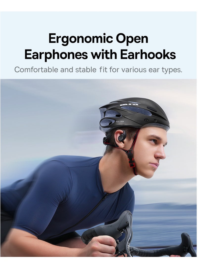 Open-Ear Earphones with Ear Hooks, Wireless Bluetooth 5.4, IP54 Waterproof, Air Conduction Technology, Sports Earbuds for Running, Gym, Cycling, Outdoor Activities, Sweatproof, Comfortable and Secure Fit for Active Lifestyles, Compatible with iOS & Android Devices Cosmic Black